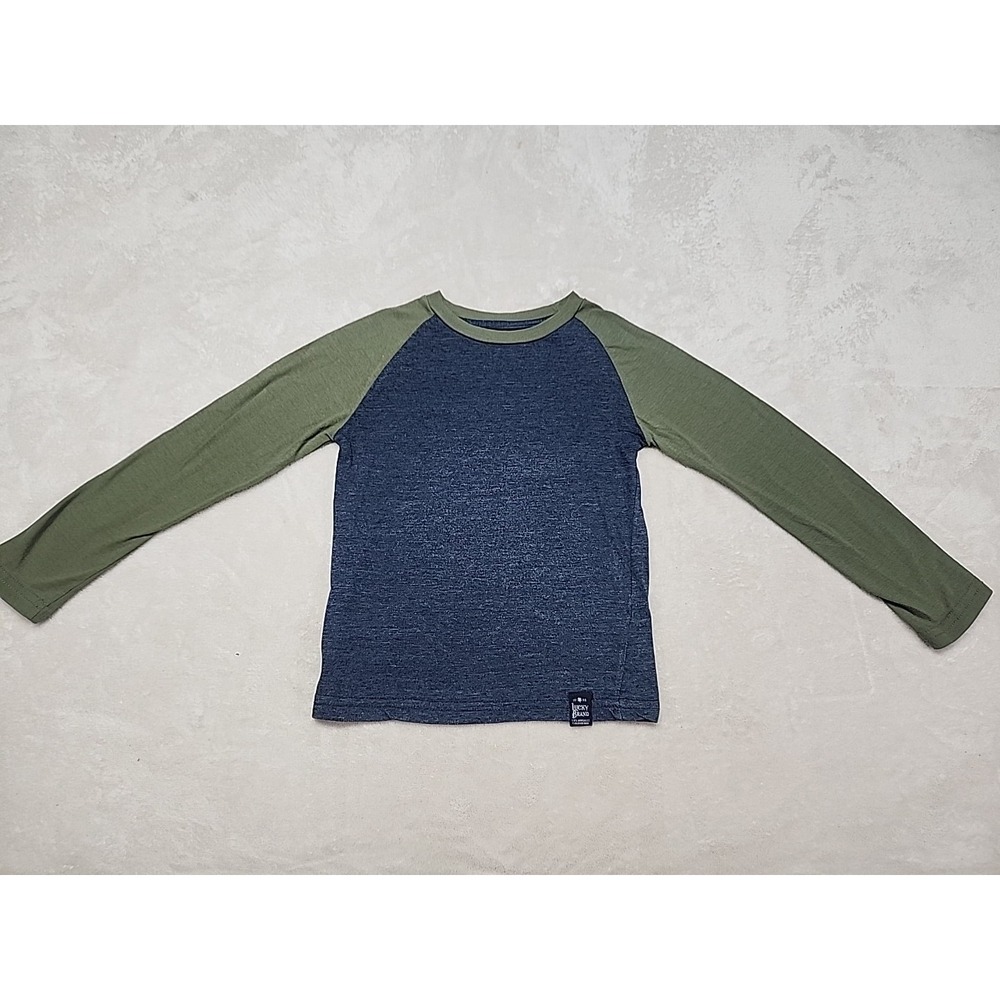 Lucky Brand Boy's‎ Long Sleeved Henley~Size 6~100% Cotton Gray/Green